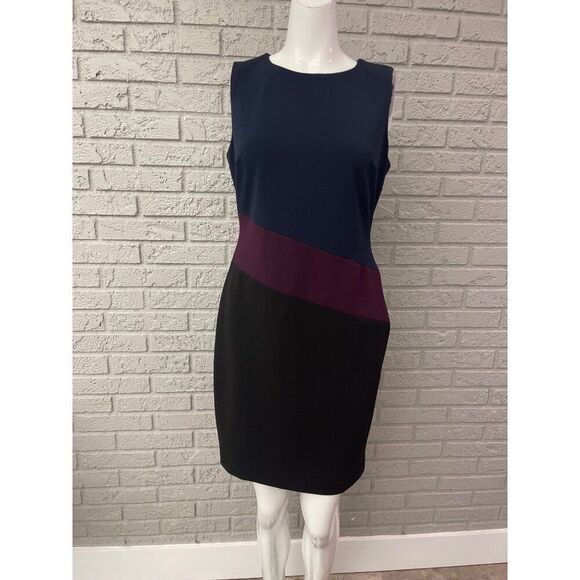 Tommy Hilfiger Women Sleeveless Color Block Sheath Dress Size 6 - Picture 1 of 8